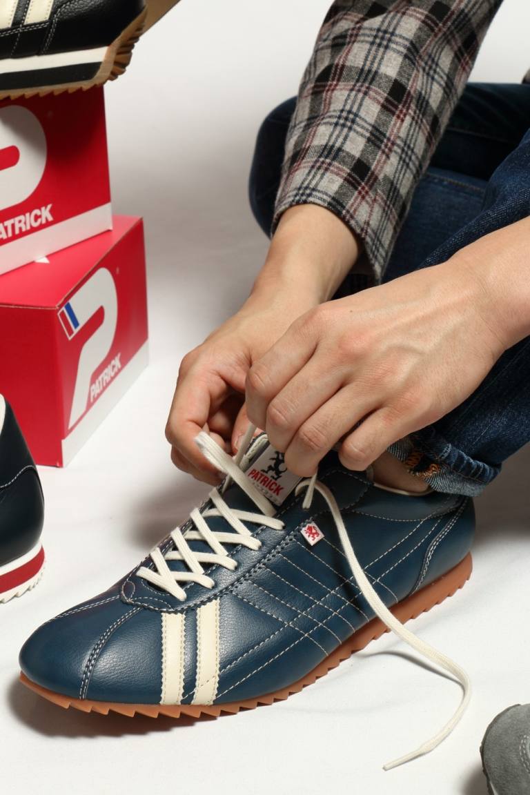 Patrick ラスト1点 Sully シュリー シンセティックレザー スニーカー インディゴ ネイビー Bekku Homme