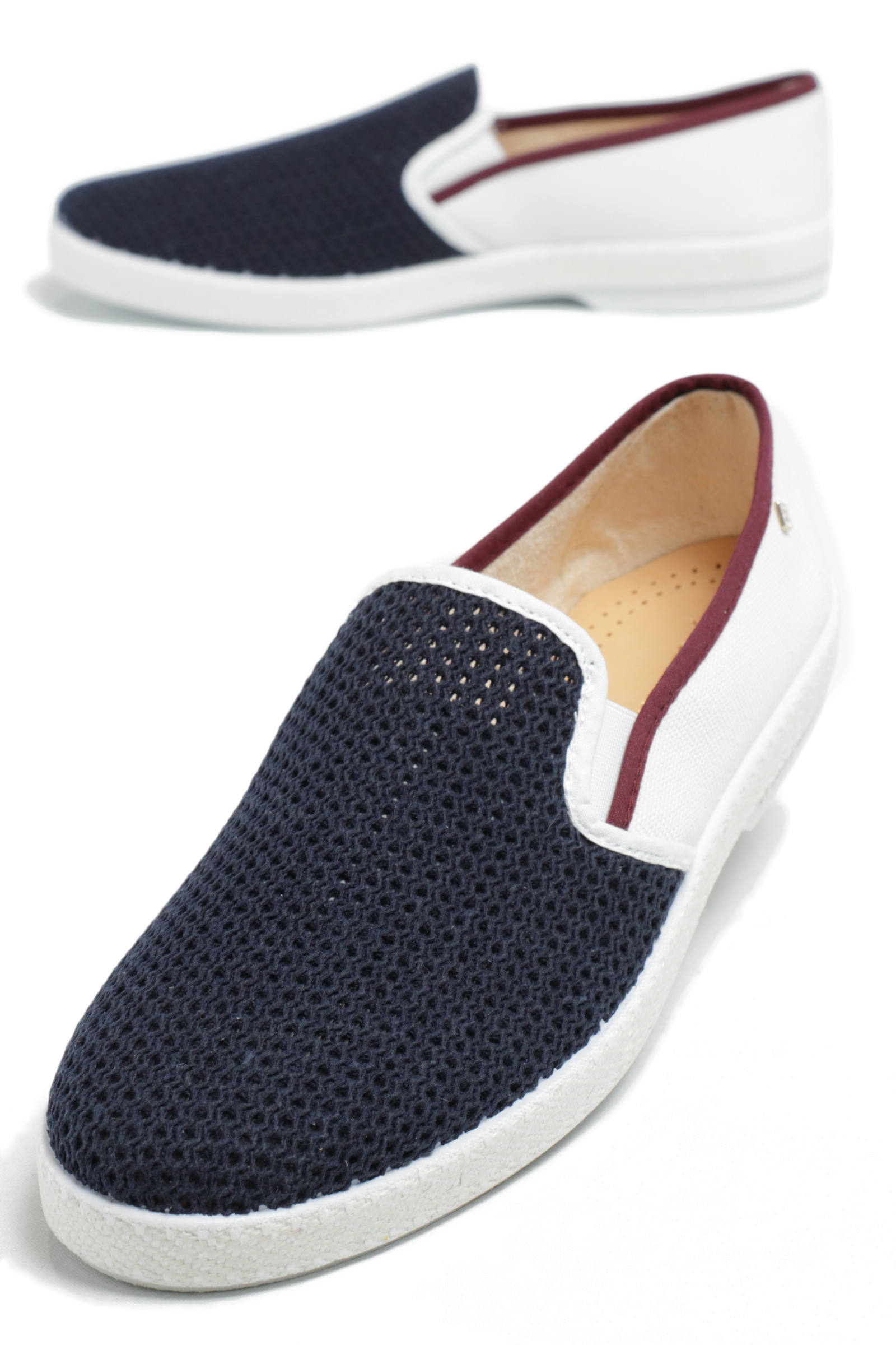 Rivieras 9238 メッシュ スリッポン ネイビー ホワイト Bekku Homme