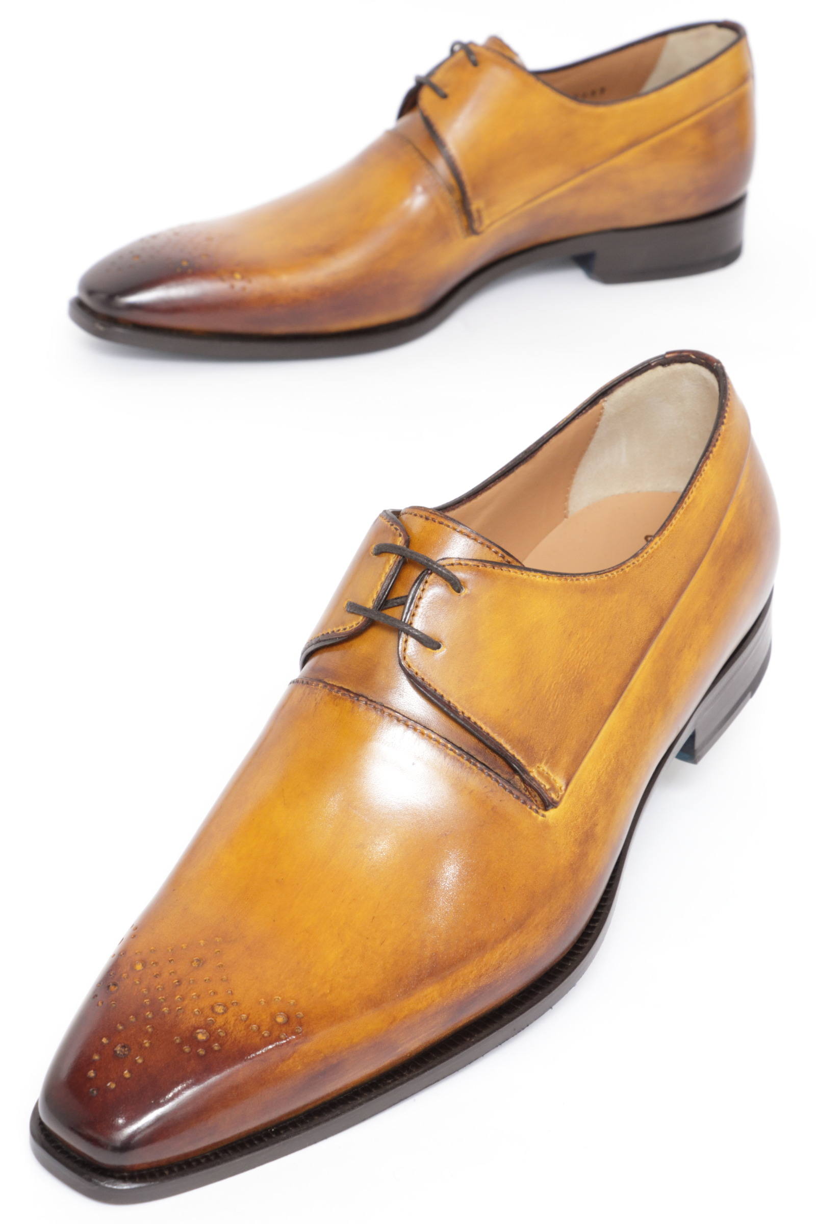 Francesco Benigno メダリオン レースアップ レザーシューズ 革靴 ライトブラウン Bekku Homme