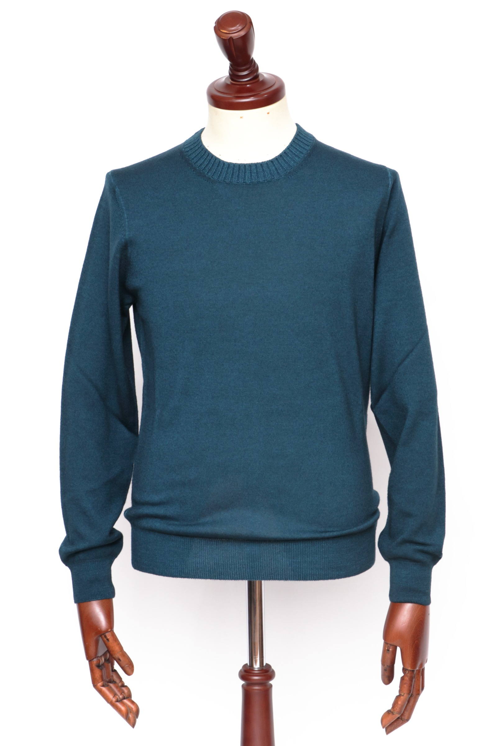Nomiamo ラスト1点 メリノウール ハイゲージ クルーネック ニット ターコイズブルー Bekku Homme
