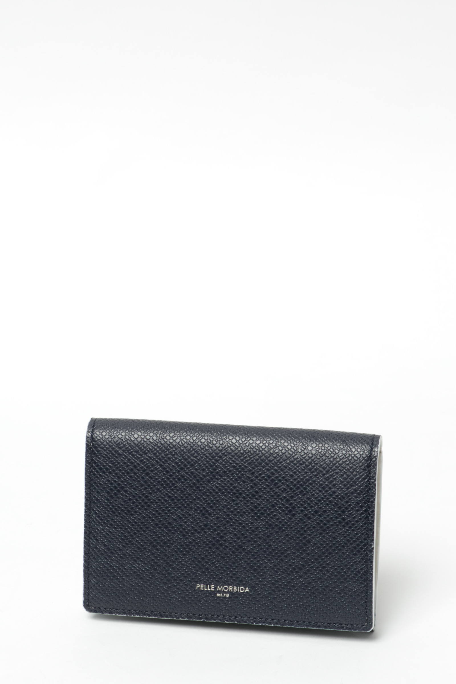 Pelle Morbida 名刺入れ PELLE MORBIDA - クロム鞣し 型押しレザー 名刺入れ / ネイビー
