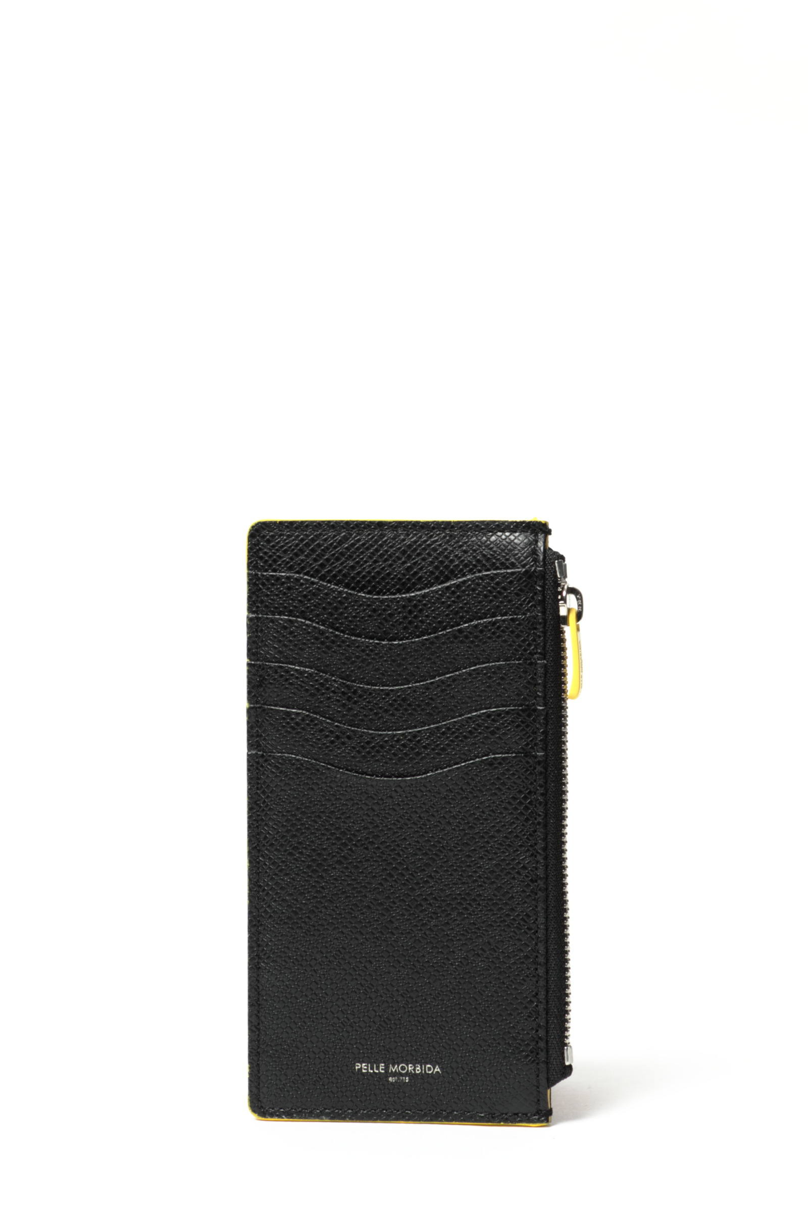 【PELLE MORBIDA】 ブラック 黒 ミニ 財布 L字型  ケース PELLE MORBIDA - クロム鞣し型押し カーフレザー ミニウォレット