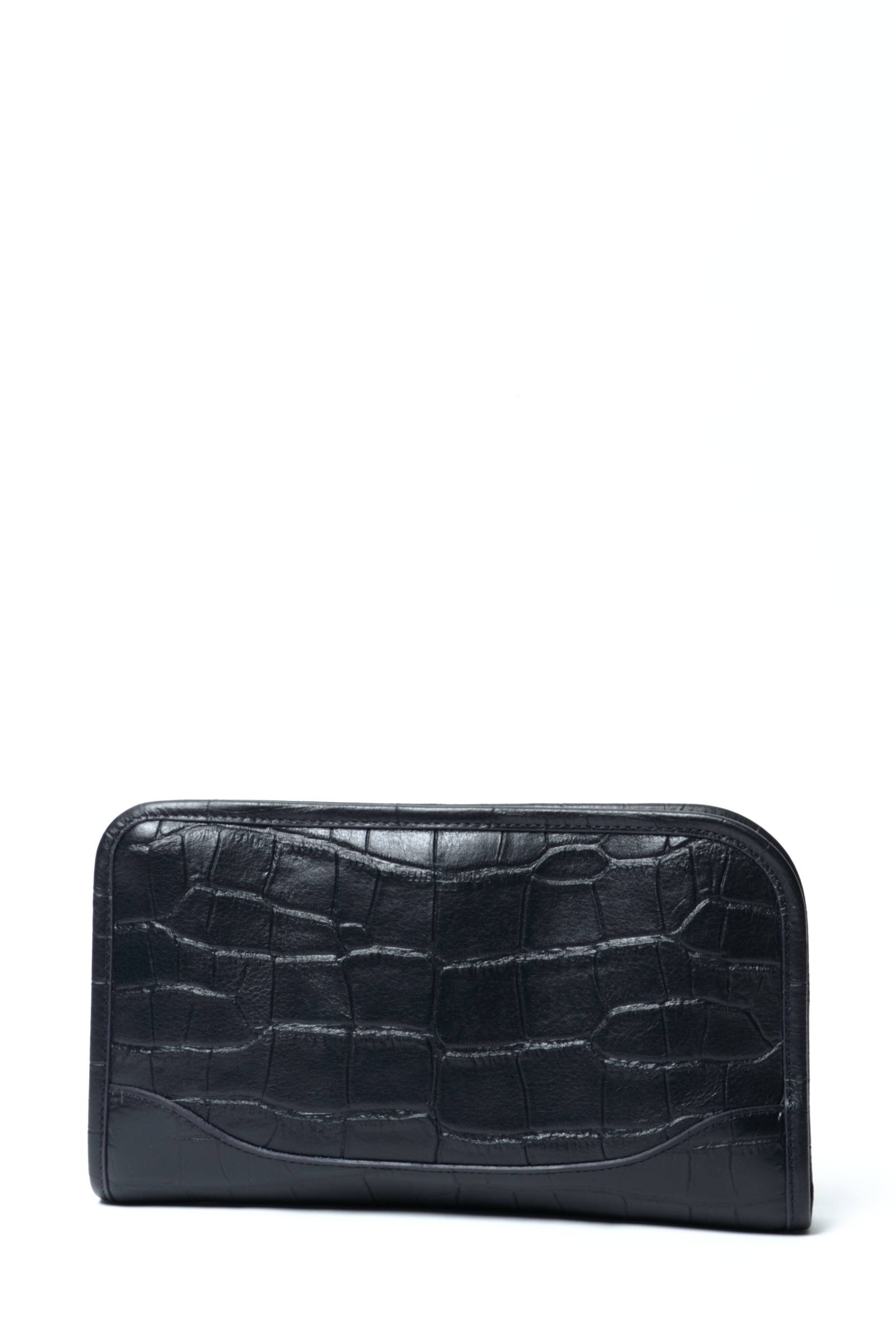 Pelle Morbida ラスト1点 クロコダイル型押し レザー A5サイズ クラッチバッグ ネイビー Bekku Homme