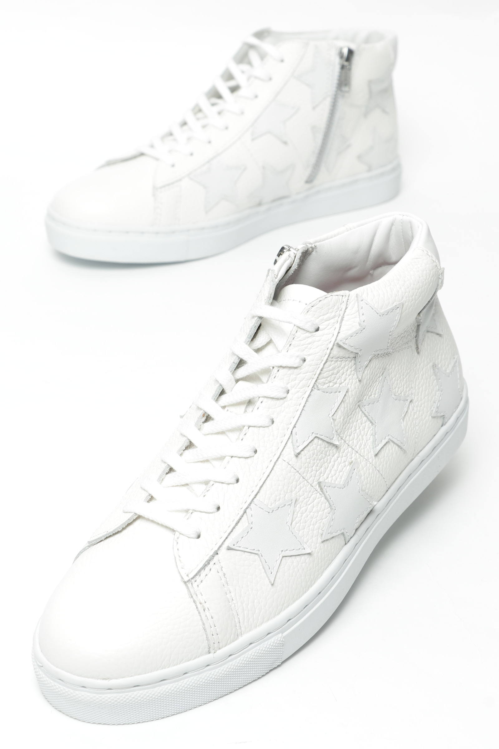 Honour Ovation 星柄 レザー ハイカット スニーカー ホワイト Bekku Homme