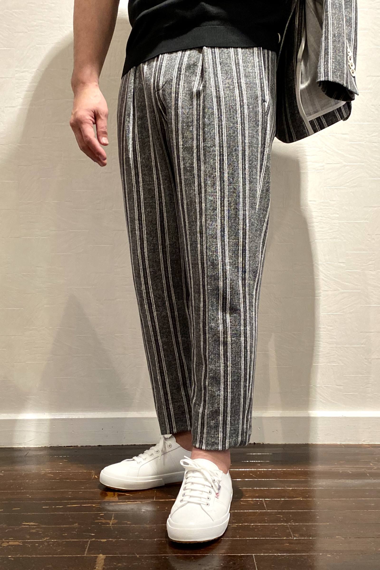 Circolo 1901 コットン ストライプ柄 ジャージ イージーパンツ ブラック グレー Leon 6 7月号掲載 Bekku Homme